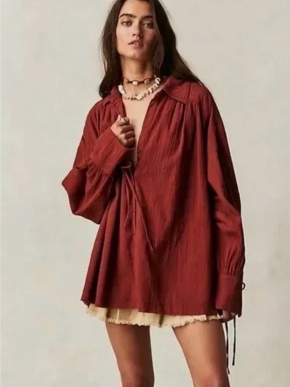 Oversized Rust Red Women's Tunic Top